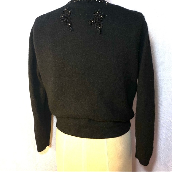 Vintage hand beaded S/M black sweater EUC - Picture 7 of 8